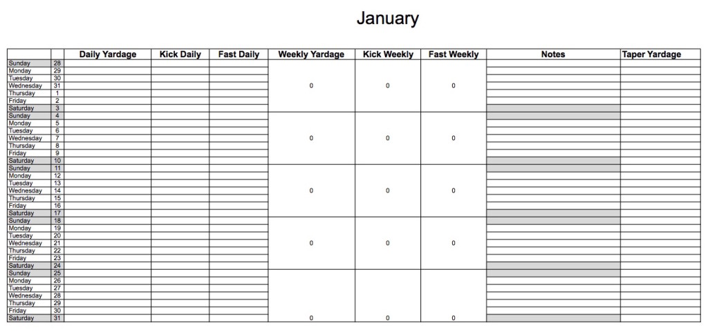 Ridley High School Swimming Seasonal Planning Worksheet